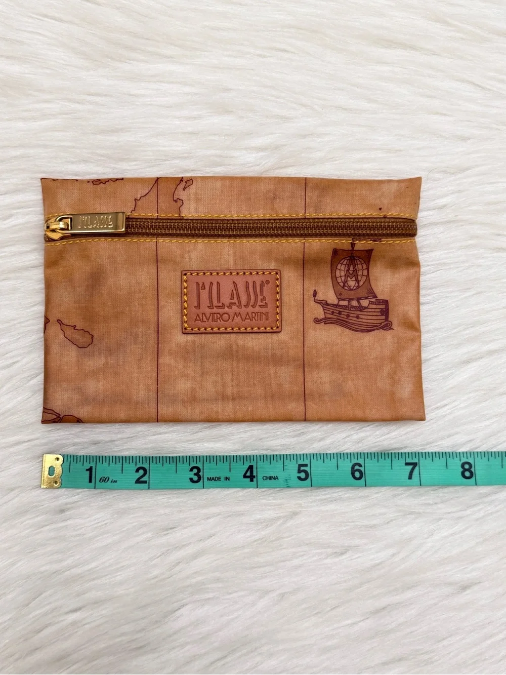 ALVIERO MARTINI - PRIMA CLASSE BROWN TAN NYLON ZIP POUCH TOILETRY BAG